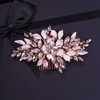 Missgrace Handmade Women Bridal Wedding Rose Gold Rhinestones Flower Side Hair Comb Special Occasion Headpiece Gold Silver Hair Accessories for Women (Rose Gold)