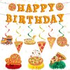 Refavor Pizza Party Decorations - 11PCS Pizza Birthday Party Decorations Pizza Happy Birthday Banners Hanging Swirl Pizza Theme Honeycomb Centerpieces Table Decor Supplies Pizza Decorations for Party