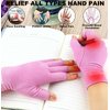 Happymart 2 Pairs Arthritis Gloves, Hand Compression Gloves for Rheumatoid, Pain Relief, Carpal Tunnel, Swelling, Joint Support, Driving Fingerless Gloves for Women Men (Pink, Medium)