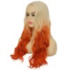 Swiking Blonde Ombre Orange Long Curly Wig Oange Wave Wig Synthetic Middle Part Fluffy Hair Cosplay Party Costume Wigs