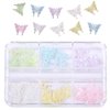 YEFIUO Butterfly Nail Charms and Gems - 1 Box of 6 Colors Cute Kawaii 3D Nail Charms Resin Acrylic Nail Gems Rhinestones Aurora Glitter Charms for Nail Art DIY Design Supplies Gift for Women Girls