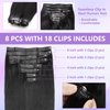 Seamless Clip in Hair Extensions Real Human Hair Silky Straight Seamless Hair extensions for Woman Invisible PU Weft Natural Black Thick Hair Extensions 120g with 8 Pcs 18 Clips (1B,12Inch)