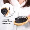 SIXPLUS Bamboo Hair Brush For Women Men Natural Bamboo Paddle Detangling Hairbrush For Thick Curly Thin Long Short Wet/Dry Hair Smoothing Massaging Scalp