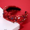 NVENF 4th of July Headbands, American Flag Star Headband Pearl Crystal Rhinestone Knotted Headbands Patriotic 4th of July Accessories Outfits for Women Holiday Gifts (American Flag 10)