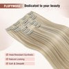 FLUFYMOOZ 6PC Clip in Hair Extensions 24" Straight Long Extensions for Women Synthetic Hairpiece (Blonde with Blonde Highlights)