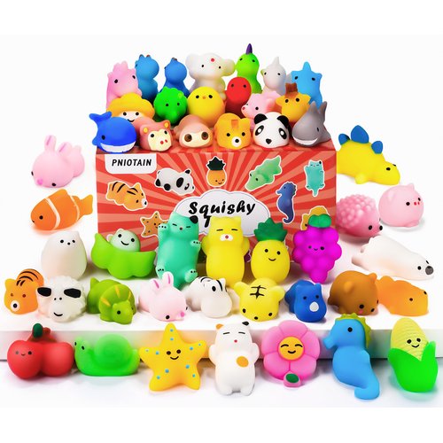 PNIOTAIN 48Pcs Squishies Mochi Squishy Toy, Kawaii Squishies Party Favors for Kids, Squishy Stress Relief Fidget Toys Classroom Prizes for Kids Birthday Party Favors