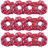 12 Pcs Shiny Soccer Hair Scrunchies Cheer Soccer Uniforms Scrunchie School Performance/Sports/Practice/Party/Gymnastics Scrunchie Ponytail Holder Wrist for Girls Cosplay Show (Red)
