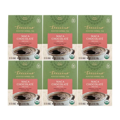 Teeccino Maca Chocolaté Herbal Tea - Rich &amp; Roasted Herbal Tea That’s Caffeine Free &amp; Prebiotic w...