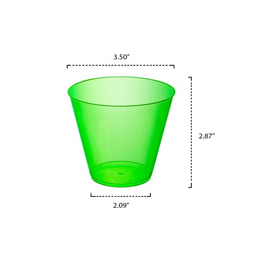 Party Essentials Hard Plastic 25 Count Party Cups/Tumblers, 9-Ounce, Neon Green