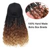 GUOJIAN Goddess Box Braids Hair Baseball Cap Wig Bohemian Curly Ends Box Braids Hat with Braided Hair Extensions for Black White Women Synthetic Braids Hat Wig with Hair Attached (16inch, T1B/30/27)