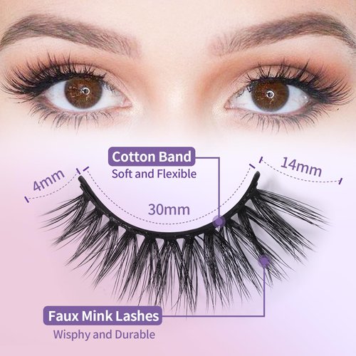 PALIMAINY Self Adhesive Eyelashes，Impress Lashes for Girls & Women | Pestañas Postizas Naturales，False Eyelashes Natural，Reusable， Natural Look, Safer & Easier Than Glue |2pairs