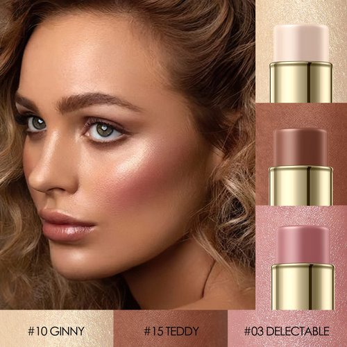 FALOCUTUS 3 Pcs NEUTRAL Contour Stick Set,Cream Blush & Highlighter Bronzer Pen,Long Lasting & Smooth Natural Face Contouring Illuminator,Professional Makeup Kit for All Skin