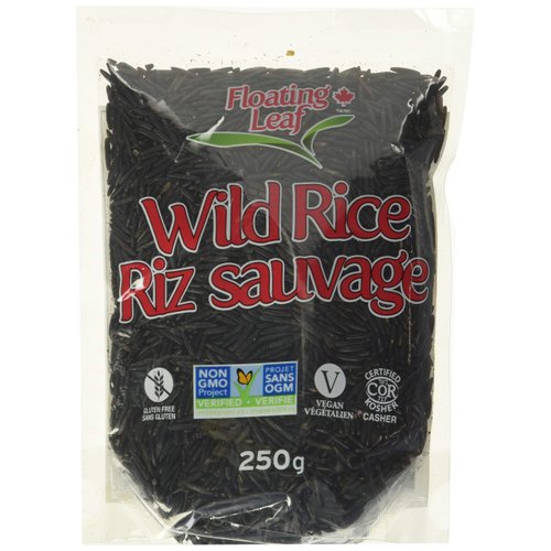 1 Pack x 250g Wild Rice, All Natural, Non Gluten, Non-Gmo, Kosher and Vegan Pure Long Grain Wild Rice, Healthy Food for the Whole Family - Floating Leaf
