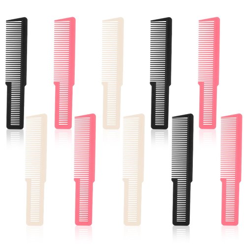 10 Pcs Hair Combs for Clipper Hair Styling Comb Anti-Static Fine Tooth Cutting Comb Professional Barber Comb Set Heat-Resistant Hair Comb for Salon Home (Black, White, Pink)