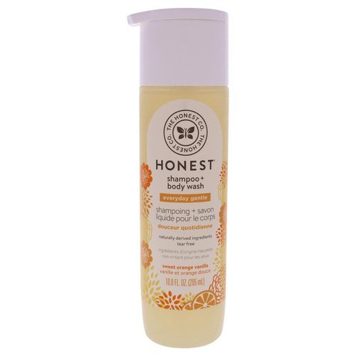 The Honest Company Perfectly Gentle Sweet Shampoo and Body Wash with Naturally Derived Botanicals, Orange Vanilla, Chamomile, 10 Fl Oz