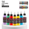 AYCOS 14 Colors 1 oz Tattoo Ink Tattoo Ink Set Color Ink- with Microknife Paint and UV Tattoo Ink - Tattoo Supplies - for Body Tattooing and Art Painting
