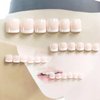 White French Tips Toenails Press on Toenails: Short Square Fake Toe Nails Kit: Full Cover False Toe Nails Glossy Acrylic Glue Stick on Toenails for Women - 24Pcs