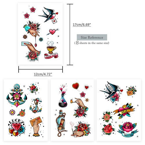 51 tattoo sets,American retro tattoos, retro and innovative designs, beautiful small tattoos, temporary tattoos for adults and kids