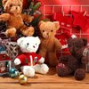 Glimin 4 Pcs Christmas Bear Stuffed Animals with Doll Clothes 12 Inch Cute Plush Bear with Removable Sweater Hoodie Xmas Doll Accessories for Plush Bear Dolls DIY Change Clothes (Bright Style)