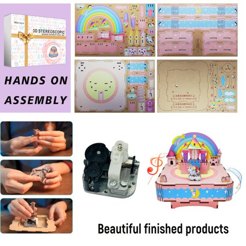 Mievayo 3D Wooden Puzzles for Adults DIY Music Box Mechanical Eight Box Toys for Boys Girls Kids Sisters Christmas Birthday Gift