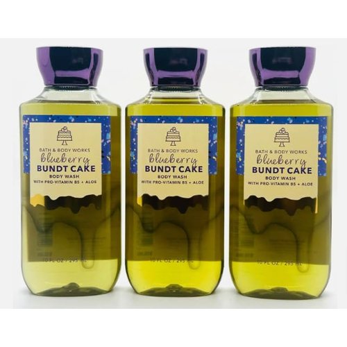 Bath & Body [3 Pack] SHOWER GEL/BODY WASH 10 FL OZ / 295 mL (Packaging may vary) (Full Size, BLUEBERRY BUND CAKE)