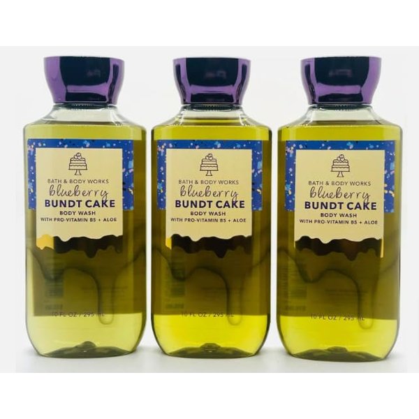 Bath & Body [3 Pack] SHOWER GEL/BODY WASH 10 FL OZ / 295 mL (Packaging may vary) (Full Size, BLUEBERRY BUND CAKE)
