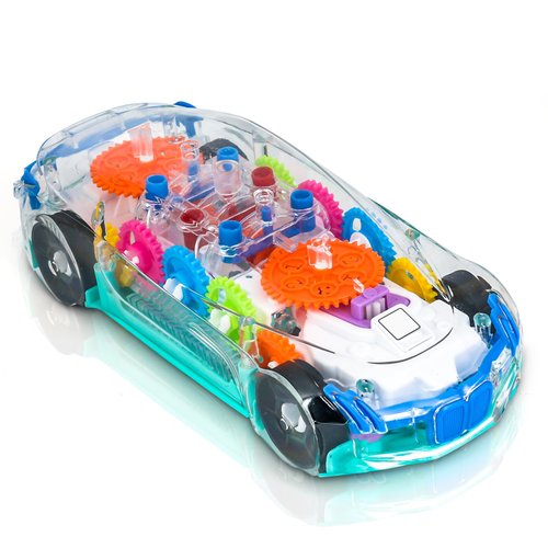 ZHFUYS Light Up Transparent Car Toy for Kids, Sensory Toys for Kid, Toy Car with Colorful Moving Gears, Fun Educational Toy for Toddlers, Birthday Gifts Idea for Kids