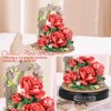 Plintone Blooming Red Roses Building Set for Adults, 574 PCS Botanical Collection with Dust Cover, Romantic Rose Bouquet Bonsai Blocks for Women and Girls