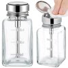 Noverlife 2PCS 6Oz / 180ml Clear Pump Dispenser Bottle, Square Glass Push Down Liquid Dispensers, Nail Polish Remover Hand Pumping Press Container with Flip Top Cap Refillable Push Down Pump Dispenser