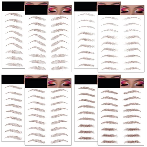 Eyebrow Tattoo Stickers 78 Pairs, 8 Sheets Eyebrow Temporary Tattoo Peel Off Sticker Waterproof 6D Hair-Like False Instant Transfer False Brows Makeup for Women, Girls | Natural Strokes, Shaping