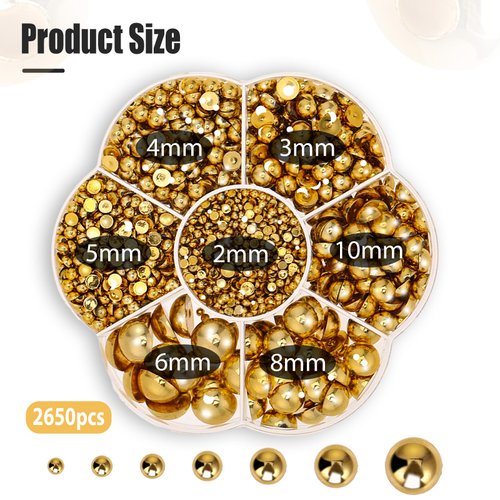 5300 Pcs Flatback Pearls for Crafting Gold Silver Half Pearls Beads Round Gems Mix Sizes Nail Pearls for Nail Art ABS Round Plastic Beads for Manicure Face Art DIY Crafts Jewelry