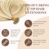 GOO GOO U Tip Hair Extensions Real Human Hair, 20inch 50g 50S, Hot Fusion U Tip Hair Extensions, Invisible Remy Hair Extensions, 18A/613A Dark Blonde Highlighted Bleach Blonde