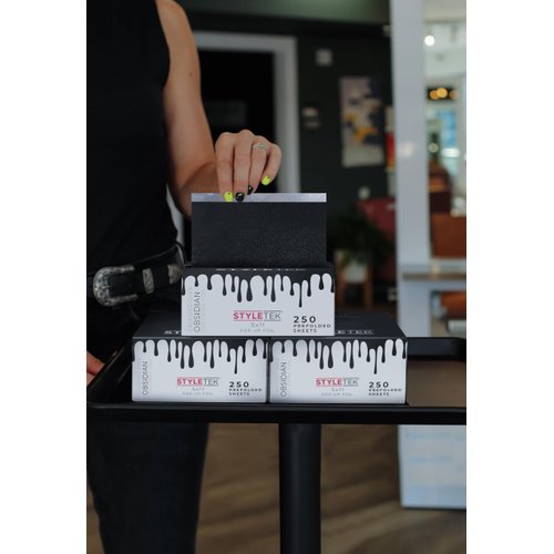STYLETEK Pop-Up Foil Sheets, OBSIDIAN, 5x11, 250 Sheets per box, Aluminum Foil, Salon Professional Hair Foil