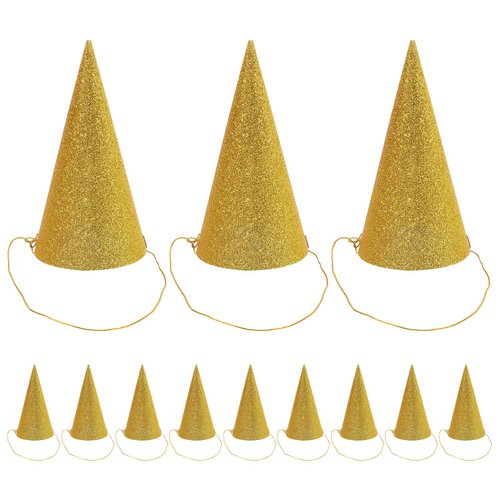 NUOBESTY Toddler Boy Hat 12pcs Paper Birthday Cone Hats, Glitter Prince and Crown Design, Party F...