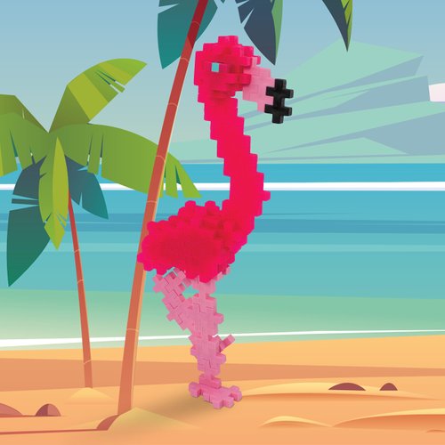 PLUS PLUS 3D Animal Figurine Building Block Set, 70 Mini Interlocking Puzzle Pieces, Fun STEM Toys for Kids - Flamingo Mini Maker Tube