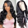 Miss GAGA Body Wave HD Transparent Lace Front Wigs Human Hair for Black Women 180% Dentisy 26 Inch 13x4 Body Wave Frontal Wig Pre Plucked with Baby Hair Brazilian Glueless Virgin Hair Natural Color
