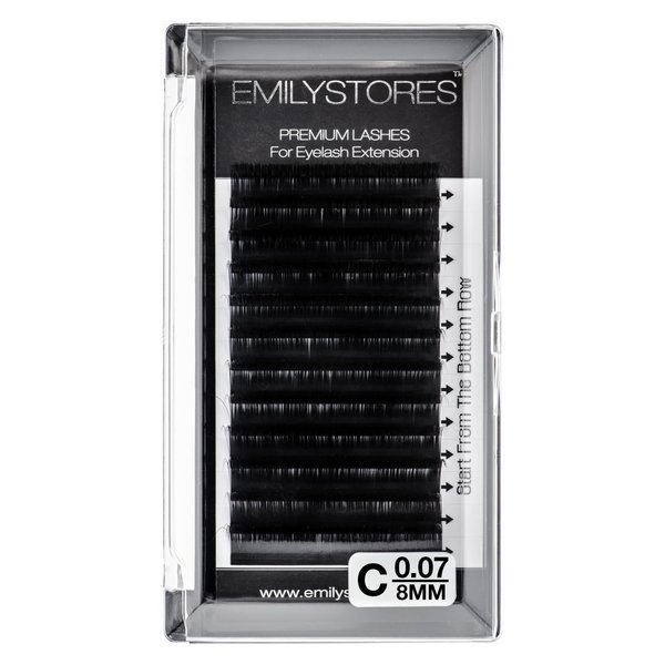 EMILYSTORES Eyelash Extensions 0.07mm Thickness C Curl Length 8mm Easy Fan Eye Lashes For Lash Extensions(0.07,C,8mm)