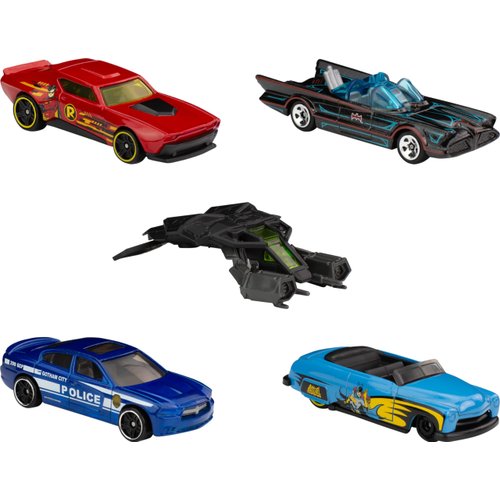 Hot Wheels Batman 5-Pack, Set of 5 Batman-Themed Toy Cars in 1:64 Scale (Styles May Vary)