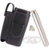 AMANCY Handy Cedar Wood Lined 2 Holder Black Cigar Case Flask Set with 2 Oz Stainless Steel Flask and Cutter