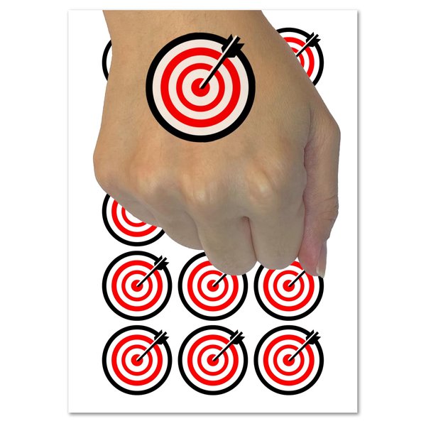 Archery Target Bullseye with Arrow Temporary Tattoo Water Resistant Fake Body Art Set Collection - 15 2" Tattoos (1 Sheet)