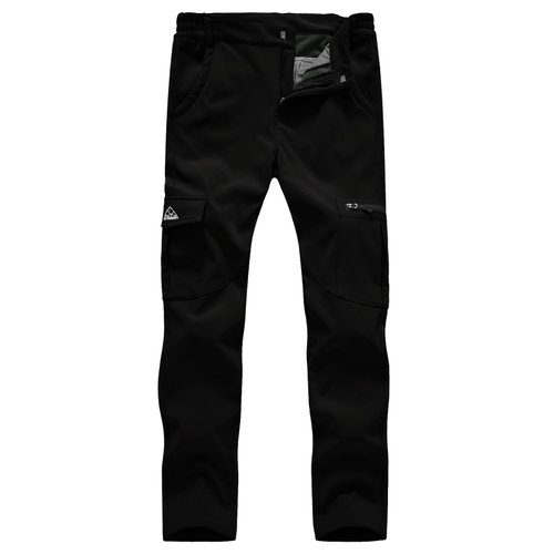 TBMPOY Women's Skiing Hiking Cargo Pants Outdoor Waterproof Windproof Softshell Fleece Snow Pants Black M