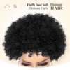 WIGER Short Human Hair Afro Kinky Curly Wigs for Black Women Pixie Cut Curly Wigs Black No Lace Curly Afro Hair African American Wigs Natural Looking 6.5 Inches