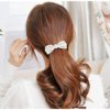 E EMZHOLE Elegant Hair Barrettes Rhinestone Pearl Bow Hairpin Jewelry Crystal Headdress Diamond Hairpin Hair Accessories Hair Clips (White)