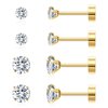 2 Pairs Flat Back Earrings for Women Multipack | 18K Gold Earrings | Helix Earrings | Cartilage Earring | Nickel Free Hypoallergenic Earrings | Cubic Zirconia Earrings Studs(3mm+5mm, Gold)