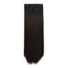 REECHO 18" Straight Long 4 PCS Set Thick Clip in on Hair Extensions Dark Brown with Little Reddish
