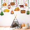 30CT Camping Hanging Swirl Party Decorations, Happy Camper Foil Swirls Camping Adventure Ceiling Streamers, Camping Theme Party Supplies Birthday Decoration for Kids Adults Baby Shower