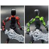 T13 Action Figure Set (Assembly Completed), 3D Printed Multi-Jointed Movable Titan 13 Lucky Dummy 13 Mobile Robot, Nova 13 Action Figures Desktop Decorations for Game Lovers Toy (Black Red Green）