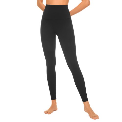 CRZ YOGA Super High Waisted Butterluxe Yoga Pants 25 Inches - Buttery Soft Workout Leggings for Women Over Belly Black Medium