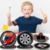Justforjoyful 48Pcs Race Car Party Plates Racing Car Party Supplies Black Checkered Flag Dessert Plates 7in Racing Party Dinnerware Tableware Set for Kid Boy Birthday Baby Shower Home Party Decoration