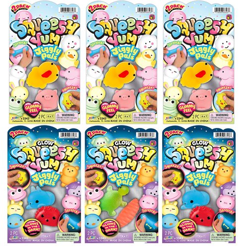 JA-RU Mochi Squishy Animals Jiggly Toys (6 Pack, 12 pcs) Mini Desk Pet Kawaii Squishies. Cute Stuff for Teen Girls. Stress Relief Toy. Kids Party Favors & Classroom Prizes. 3343-6slp
